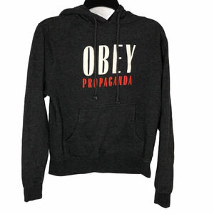 Soft OBEY Propaganda No 89 dark grey gray charcoal hoodie sweatshirt w/ pocket